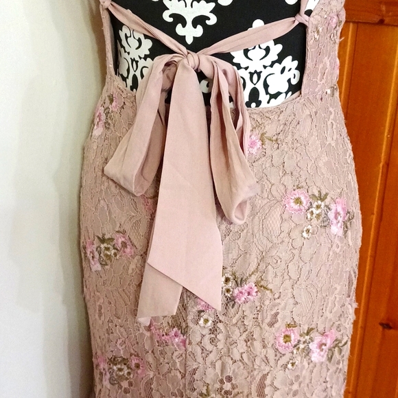Sexy Lace floral pink backless dress - Picture 6 of 15